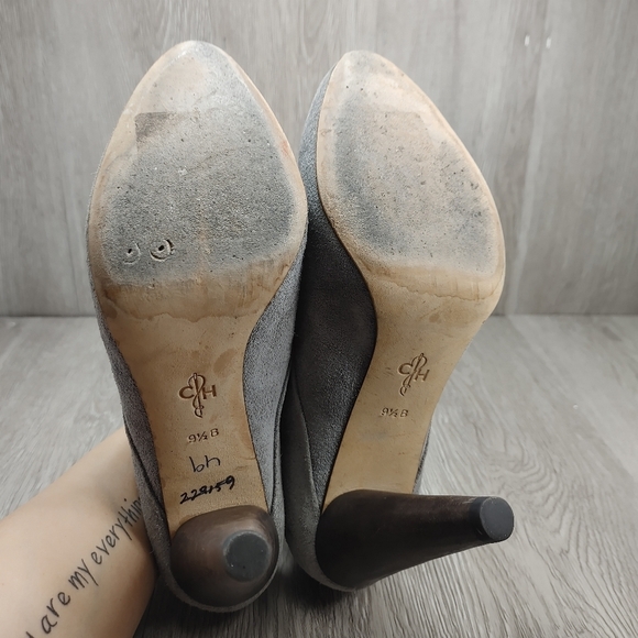 Cole Haan Josephine Suede Ankle Bootie Ironstone Taupe Gray Wooden Heel 9.5 - Picture 8 of 11
